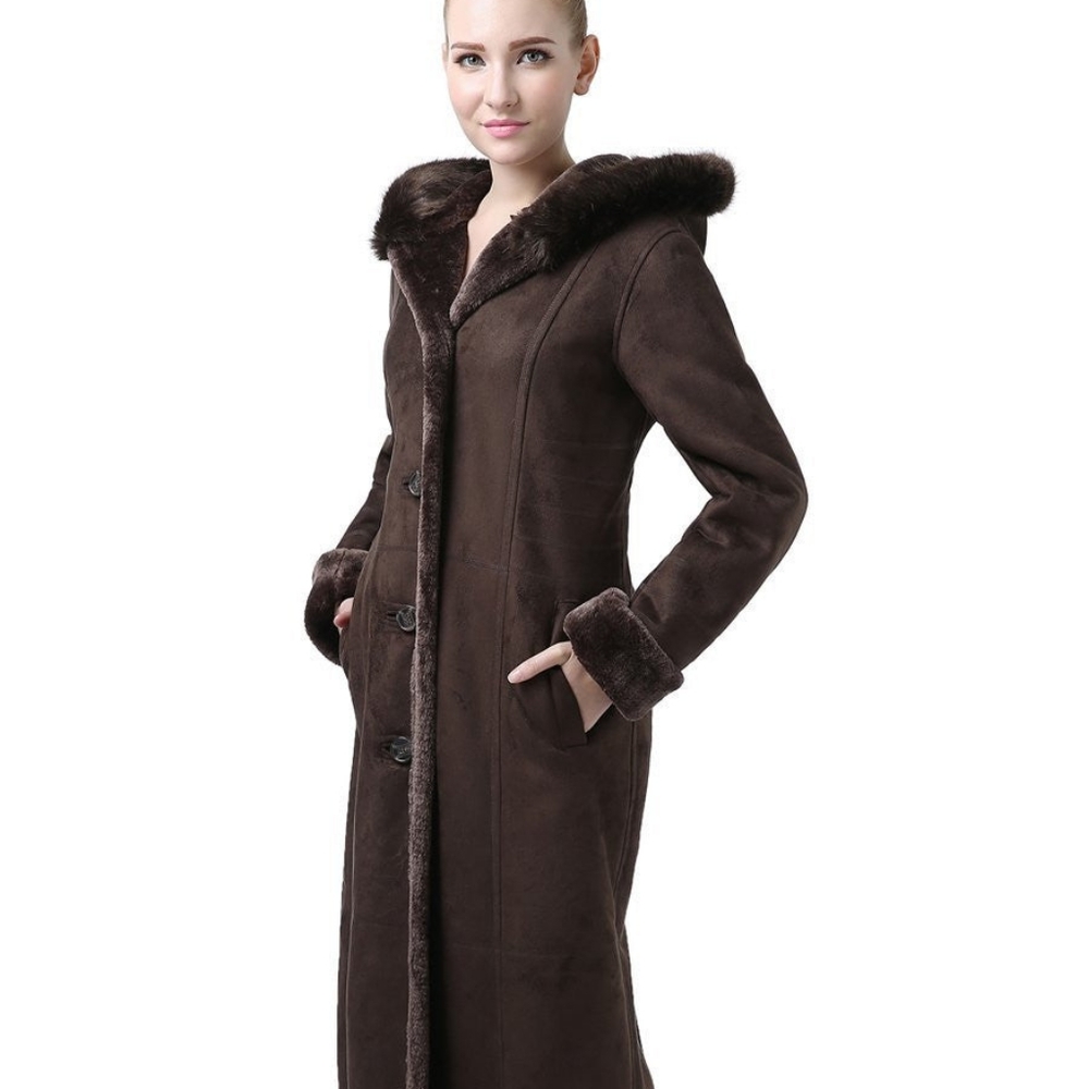 ❌SOLD❌ BGSD Hooded Shearling Maxi Walking Coat - Picture 5 of 8
